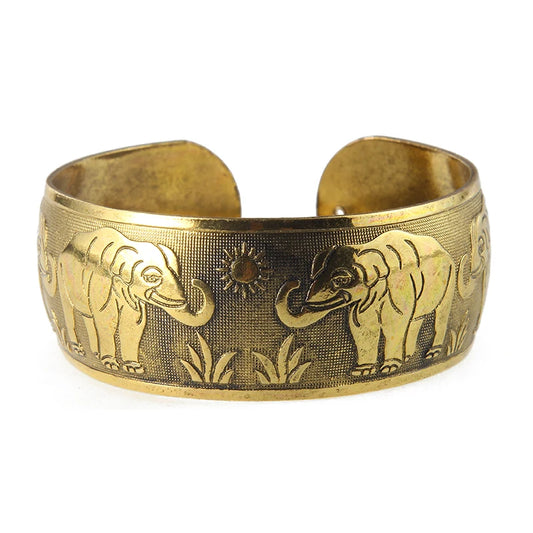 Gypsy Bohemian Vintage Tibetan Bronze Metal Carving Flower Elephant Cuff Bracelets& Bangles Jewelry Gift